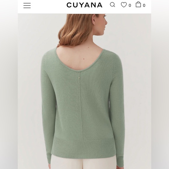Cuyana Single-Origin Cashmere Scoop Neck Sweater, Jade, XS - Picture 7 of 9